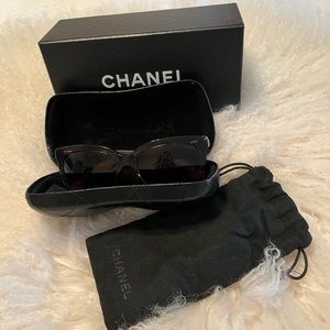 Chanel Brown Printed Acetate Frame and Denim Quilted CC Sunglasses - 5343